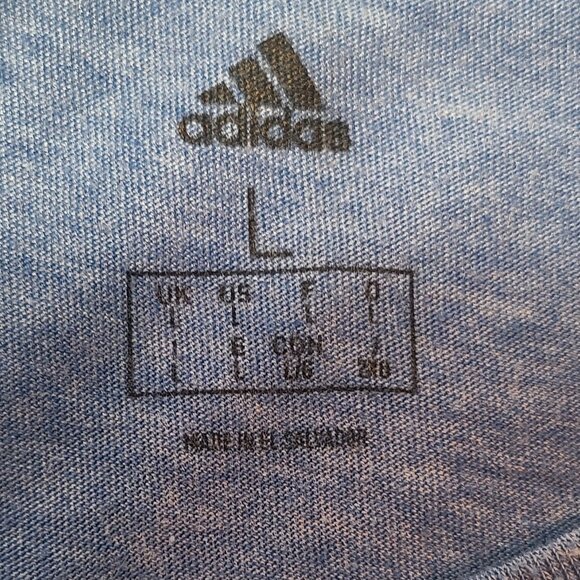 Adidas Large Men’s Performance Blue Heather Tee Shirt - Picture 5 of 10